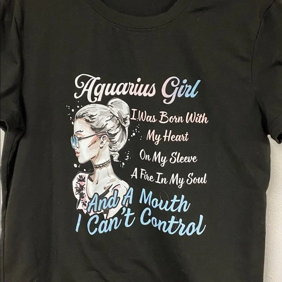 Aquarius Girl Graphic Tee - Black. Size M - Picture 2 of 3